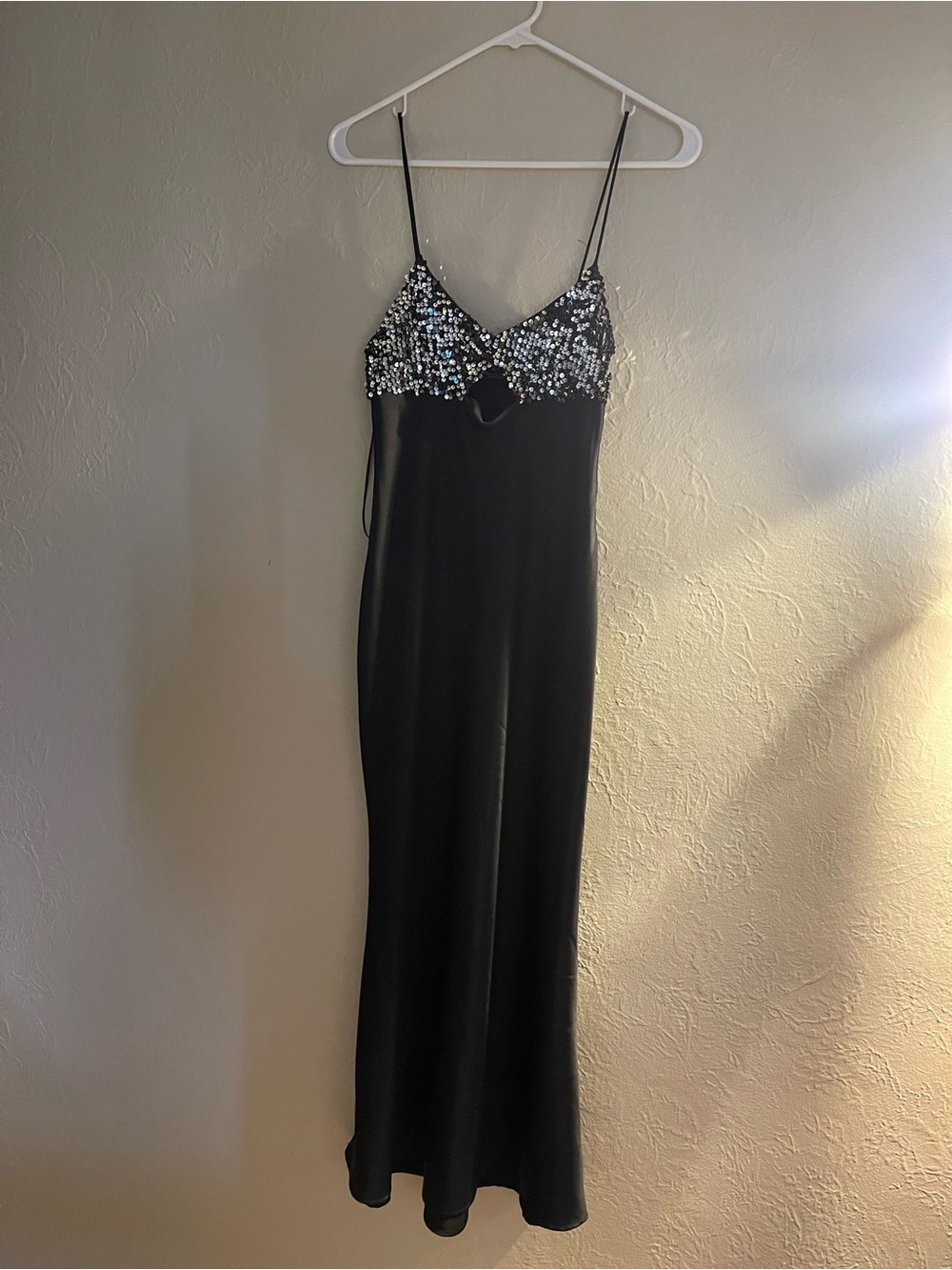 Zara Black Maxi Dress with Silver Sequin Bust